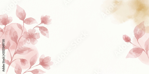 Photos Delicate watercolor flowers and leaves adorn the edge of this image