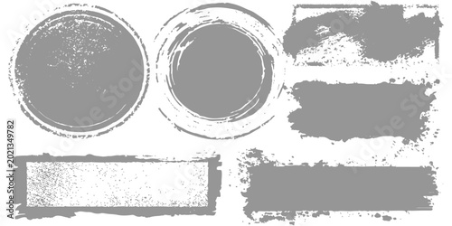Tableau sur toile Set of black grunge rubber stamps and vintage vector frames featuring dirty ink