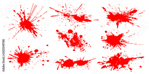 Photos Red ink splat and paint splashes create a grunge vector texture with blood red d