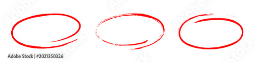 Free Download Red circle brush stroke set with hand-drawn marker highlighter effects for correction. Vector illustration - GFXLoad