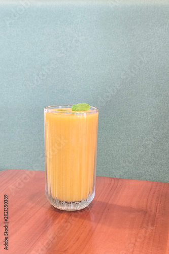 Mango juice in a glass