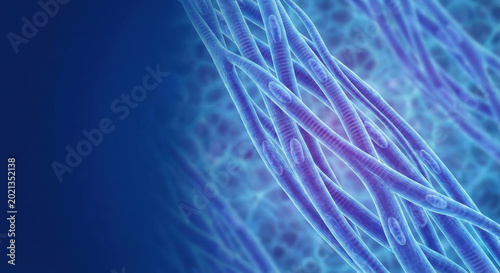Food tech alternative proteins microbiology bacteria culture biofilm blue background for sustainable nutrition research and clean label product