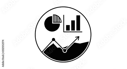 Canvas Print Business finance growth chart graph icon.