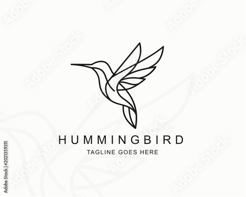 Minimal Hummingbird Line Art Logo Vector