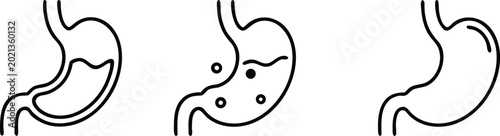 Bild auf Leinwand Set of Minimalist Hand Drawn Stomach Line Icons Representing Digestion and Acidi