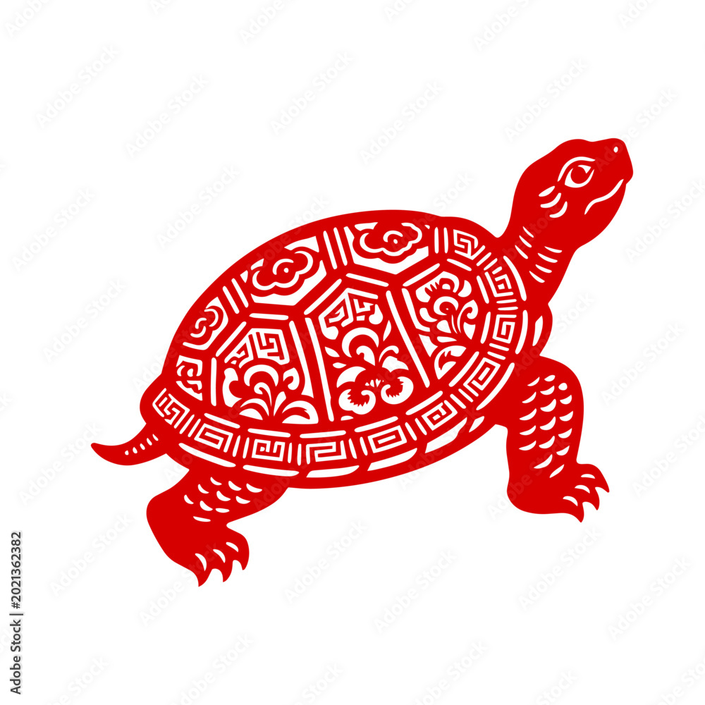 Fototapeta premium Red Papercut Turtle