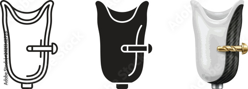 Bild auf Leinwand Prosthetic leg socket with pin lock system featuring outline glyph and realistic