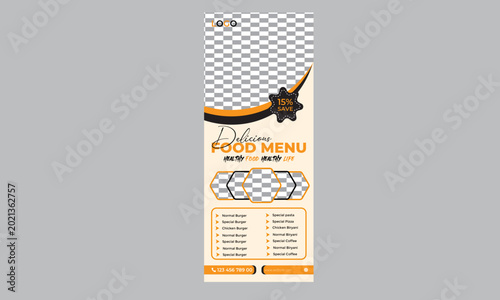 Restaurant food rollup banner design template