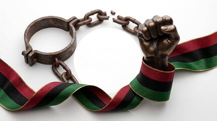Juneteenth Freedom Celebration with Broken Chains and Raised Fist