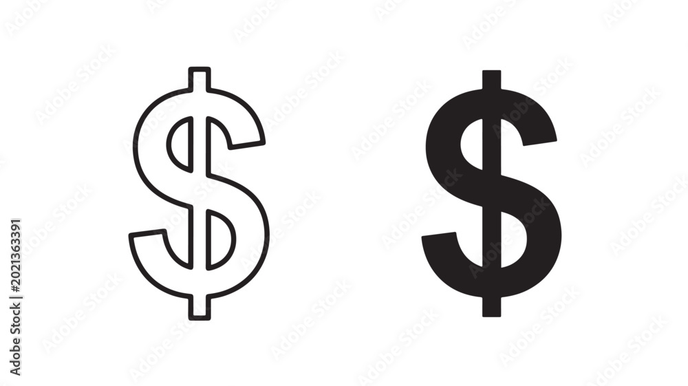 Fototapeta premium Dollar Signs Symbols Black And White For Financial Concepts