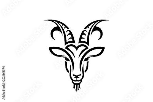 Modern goat head symbol agriculture farm logo vector illustration isolated on white