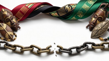 Luxury Juneteenth Emancipation Day Background with Broken Chains and Elegant Ribbons