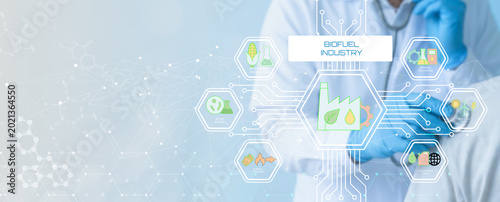 Foto Scientist working with futuristic biofuel industry technology and renewable ener