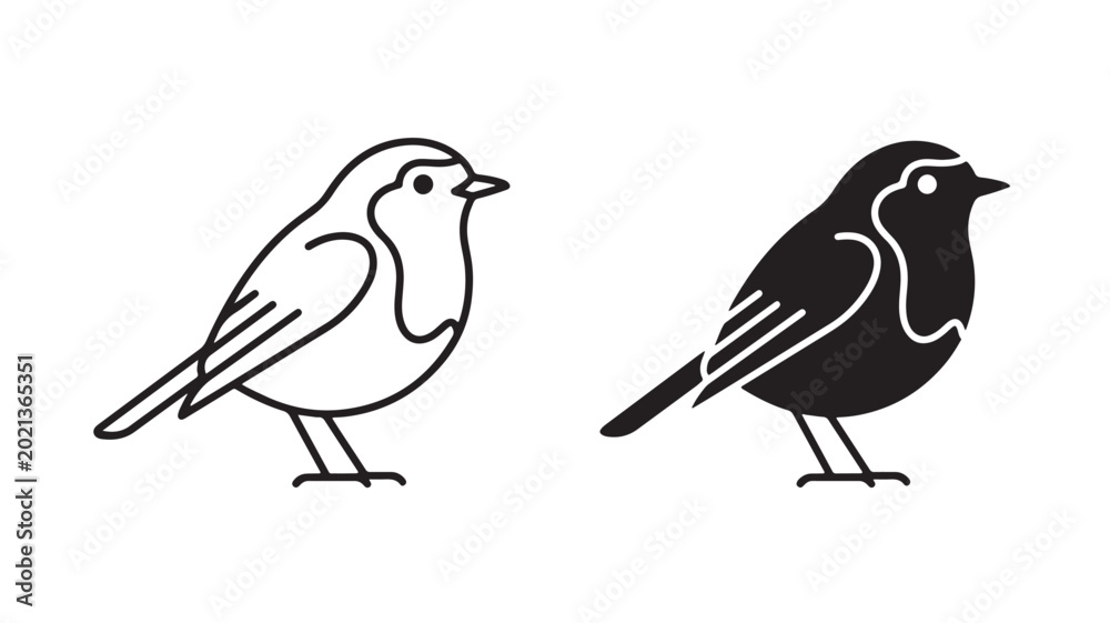 Obraz premium Two Birds Standing Side By Side In Black And White On Plain Background For Design Concepts