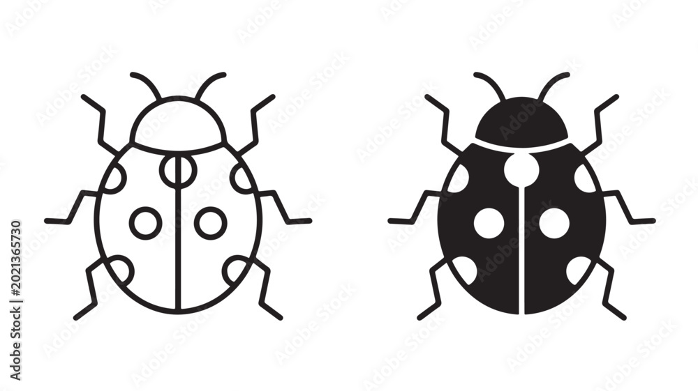 Fototapeta premium Black and white ladybugs on isolated background for insect and nature concepts