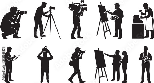 Photos Black Creative Professional Silhouette Set Photographer Videographer Painter Scu