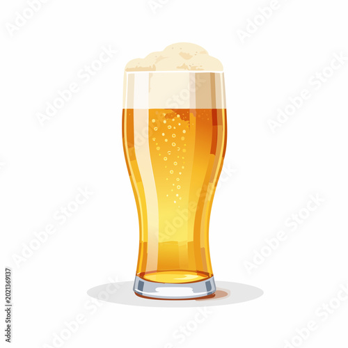 Golden Brew in a Glass: A refreshing pint of golden beer, brimming with a frothy, airy head, inviting a moment of pure refreshment and enjoyment.