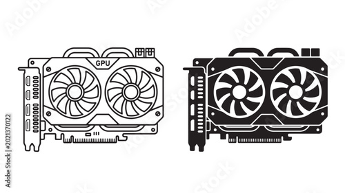 GPU Graphics Cards With Dual Fans For Computer Hardware And Technology Concepts