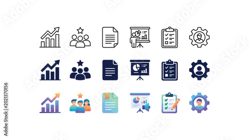 Modern flat icons set for business presentation