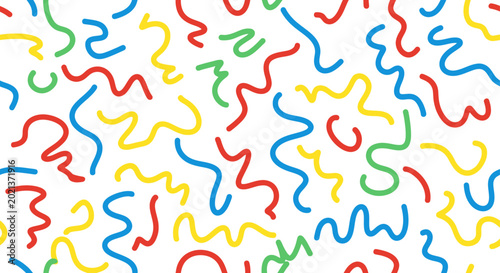Colorful scribble pattern abstract lines and curves on white background