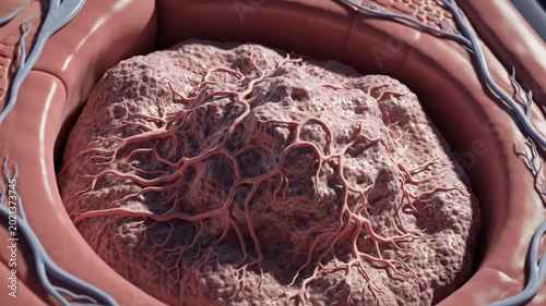 3D Medical Illustration of Cervical Cancer Growth