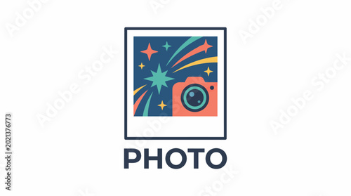 Fotografie This vibrant and colorful image showcases a camera icon framed under a decorative background, symbolizing creativity and artistic expression in photography
