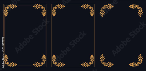 Canvas-taulu Elegant Frame Trio: A set of three decorative frames with ornate floral corners, perfect for adding a touch of sophistication to invitations or design projects