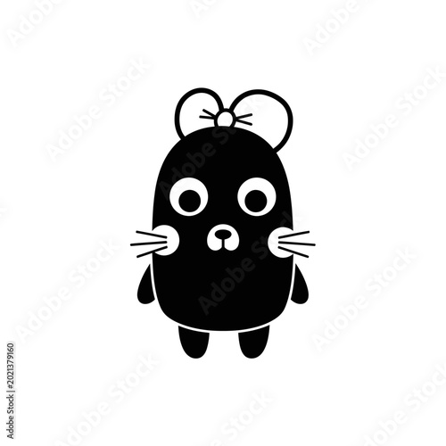 Cartoon mouse with big eyes.