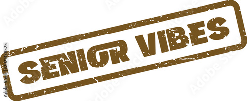 Fényképezés Distressed brown stamp featuring Senior Vibes text, conveying positive feelings
