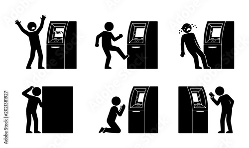 Canvastavla ATM Machine User Scenarios, Stick Figure Emotions, Financial Transactions, Banki