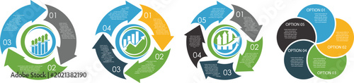 Cuadro en lienzo Circle arrows diagram with infographic vector set