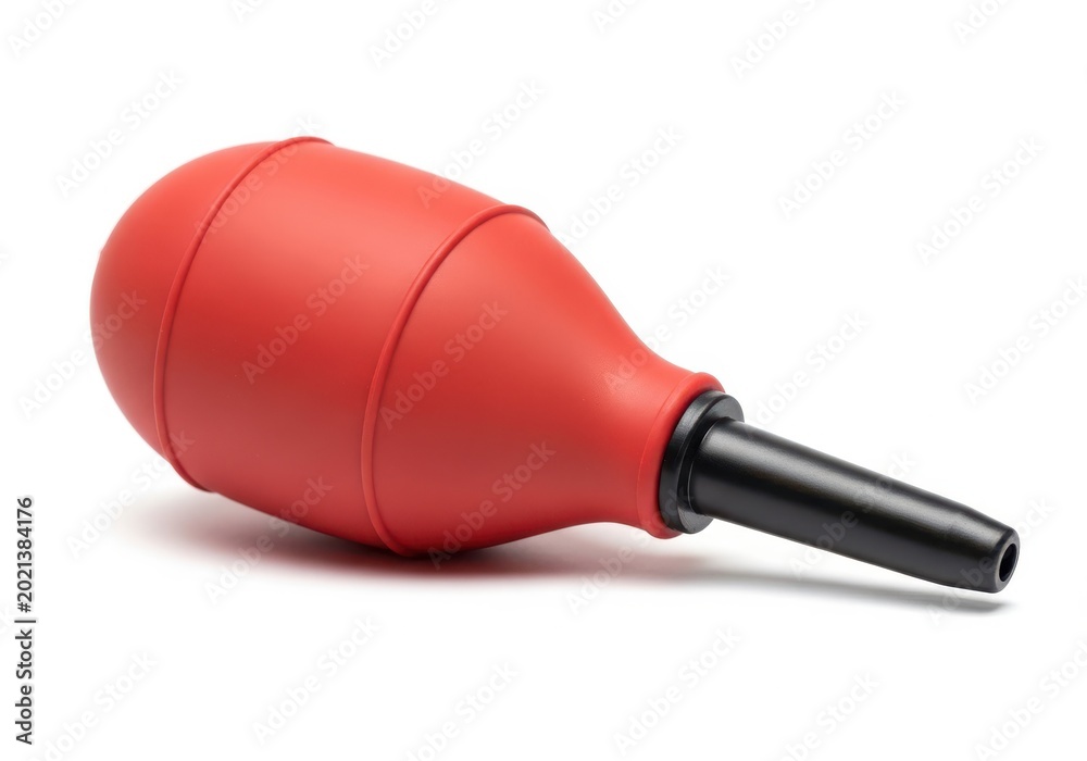 Fototapeta premium A red and black bicycle tire pump with a sleek design and a black handle