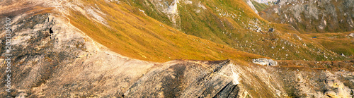 Photos Mountain ridge with blue cloudy sky