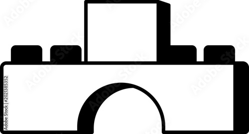 Schilderij op canvas Toy Building Blocks Castle Illustration vector outline