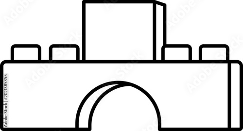 Quadro su tela Toy Building Blocks Castle Illustration vector outline