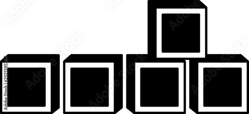Quadro su tela Toy Building Blocks Castle Illustration vector outline