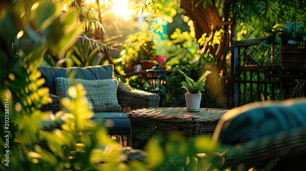 Fototapeta premium Golden Hour Serenity on the Patio