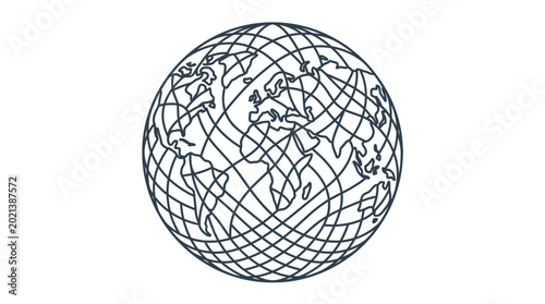 Cuadro en lienzo Abstract globe illustration with intersecting grid lines on white background