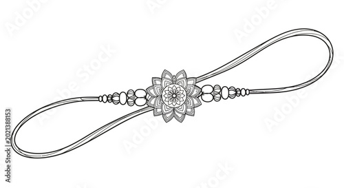Canvastavla Detailed line art illustration of a decorative Rakhi wristband.