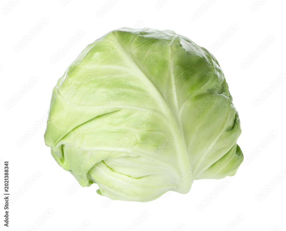 Fototapeta premium One whole fresh cabbage isolated on white