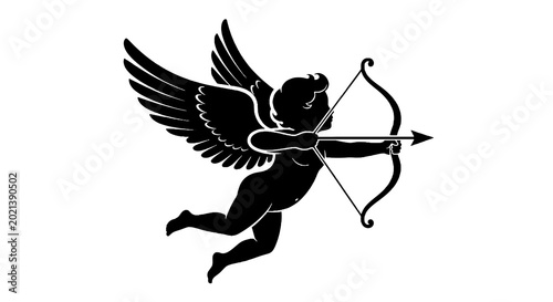Obraz na płótnie Cupid with bow and arrow flying.