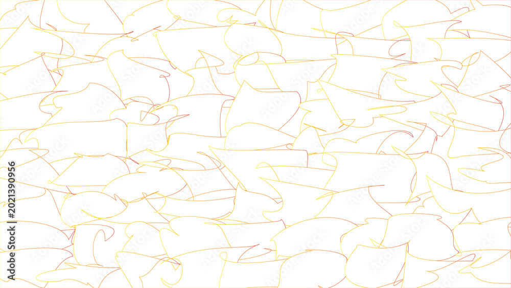 Fototapeta premium Abstract golden yellow scribble pattern with overlapping curved lines on a white background