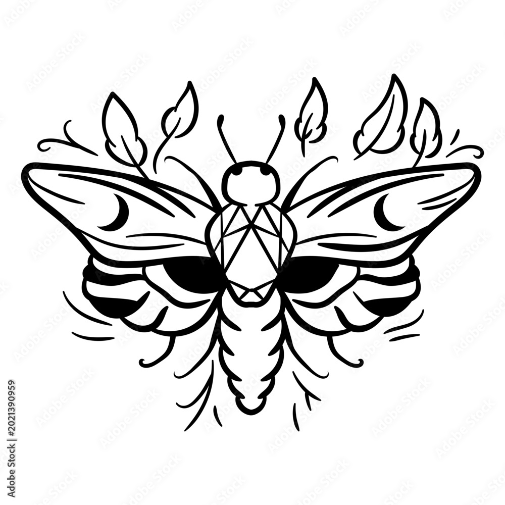 Obraz premium Moth with leaf accents