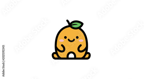 Foto Cartoon orange fruit with smile.