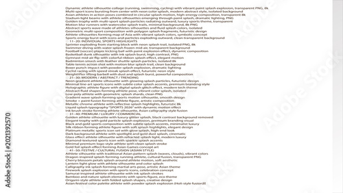 Canvas Print Detailed text list describing sports concepts and artistic silhouette