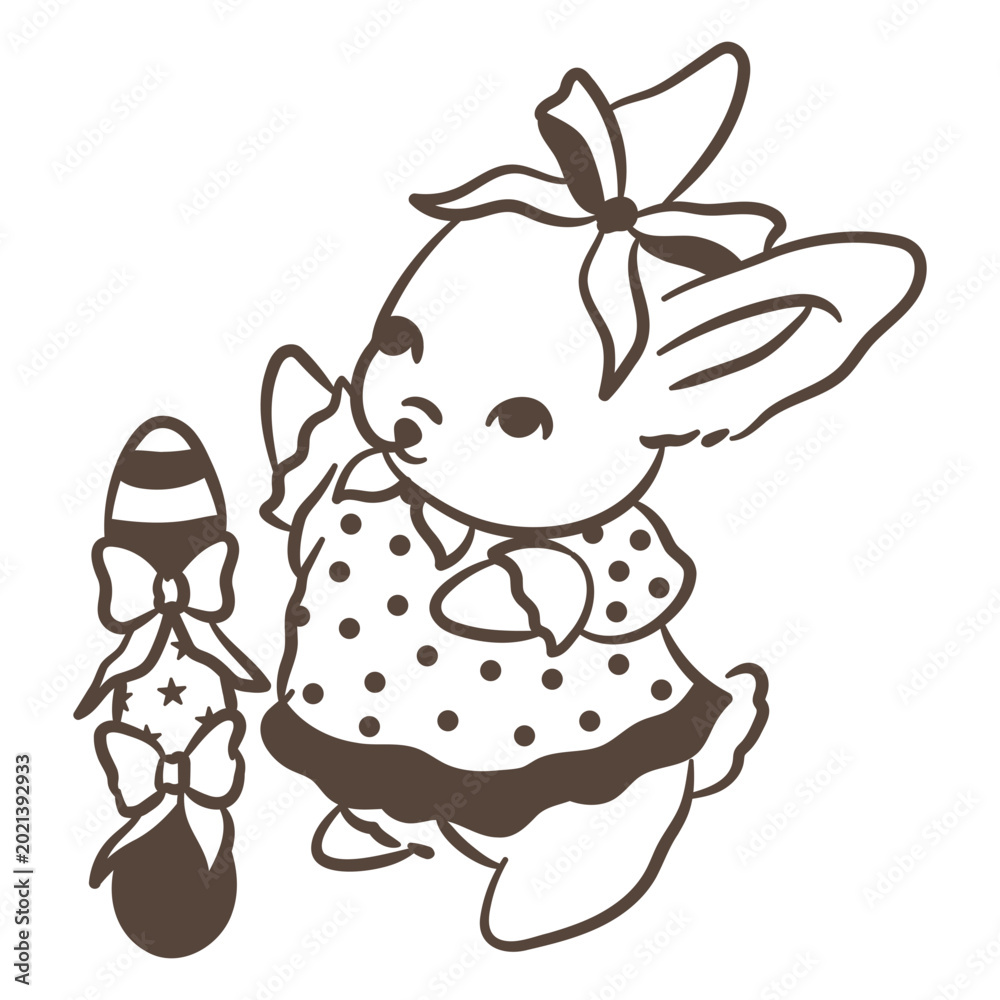 Fototapeta premium Cute bunny illustration with ballet shoes