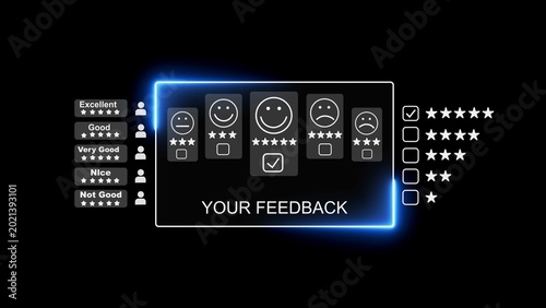 Slika na platnu Digital feedback collection interface with star rating system and emotive smiley