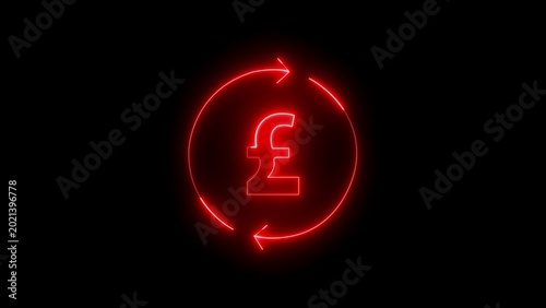 Bild auf Leinwand Glowing red neon british pound sterling currency symbol surrounded by a circular