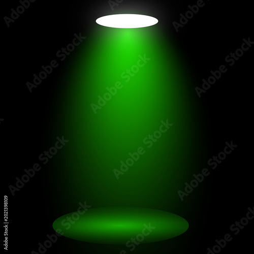 Illuminated Stage: A dramatic spotlight casts a vibrant yellow glow onto a shadowed stage, creating a striking contrast of light and dark.