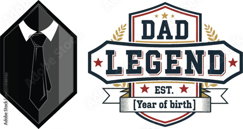 Cuadro en lienzo Dad legend badge with tie and establishment year design Vector